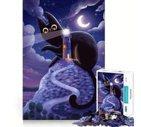 Puzzle de 1000 pièces pour Adolescents « Le Chat et Le Phare » - Jeu d'art Finement découpé pour développer la Concentration,s'amuser et se détendre - Idée Cadeau de Noël (50x75cm)