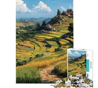 Puzzle de 1000 pièces pour adolescents Le chemin vers le village au sommet de la colline Jeu de puzzle pour adultes relaxant amusant et humoristique idéal pour un anniversaire ou Noël (taille 50x75cm)