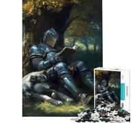 Puzzle de 1000 pièces pour Adolescents Le Chevalier lisant avec Le Loup Jeu de Puzzle pour Adultes et familles Niveau de difficulté Difficile Idée Cadeau Originale pour Un Anniversaire ou Noël