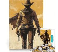 Puzzle de 1000 pièces pour Adolescents Le Cowboy Solitaire dans l'Ouest Jeu à Monter soi-même Interaction Parent-Enfant Cadeau Original pour Un Anniversaire ou Noël 38x26cm