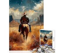 Puzzle de 1000 pièces pour Adolescents Le Cowboy Solitaire des contrées Sauvages Jeux relaxants Décoration intérieure Jouets Interaction Parent-Enfant (38x26cm)