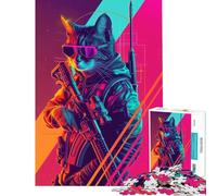 Puzzle de 1000 pièces pour Adolescents Le Cyber Chat Soldat idéal pour Un Anniversaire ou Noël Activités familiales et Jeux Amusants à partir de 14 Ans (38x52cm)
