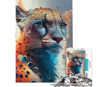 Puzzle de 1000 pièces pour Adolescents Le guépard Courageux Jeu éducatif et Stimulant pour Les Anniversaires en Famille (38x26cm)