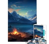 Puzzle de 1000 pièces pour Adolescents Le lac de Montagne Autour du feu de Camp Jeu éducatif Jouet et Jeu intellectuel Un pour Les Amateurs de Jeux Une véritable œuvre d'art (50x75cm)