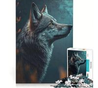 Puzzle de 1000 pièces pour Adolescents Le Loup Regarde la Lune Jeux éducatifs Analyse et logique Cadeau d'anniversaire 38x52cm