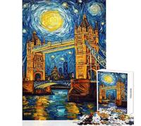 Puzzle de 1000 pièces pour Adolescents Le Pont de Londres sous Un Ciel étoilé Jeu Amusant et Anti-Stress pour Adultes Cadeau Unique pour Un Anniversaire ou Noël (50x75cm)