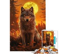 Puzzle de 1000 pièces pour Adolescents Le Regard du Loup au Clair de Lune Un défi intellectuel Stimulant Un Jeu Amusant et addictif Difficile à réussir Un (Taille 38x26cm)