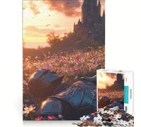 Puzzle de 1000 pièces pour Adolescents Le Repos du Chevalier au Coucher du Soleil Jeu de Construction défi à relever Cadeau d'anniversaire Cadeau de Voyage 38x26cm