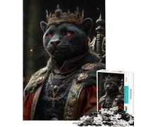 Puzzle de 1000 pièces pour Adolescents Le Roi Panthère sur Son trône Stimule Le Cerveau et Offre Un Jeu éducatif et Amusant pour Toute la Famille (14 Ans et Plus) Dimensions 38x52cm