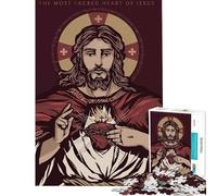 Puzzle de 1000 pièces pour Adolescents Le Sacré-Cœur de Jésus Jeu Stimulant Jeu Familial améliore la mémoire Cadeau de Père Noël Secret (Dimensions 38x52cm)