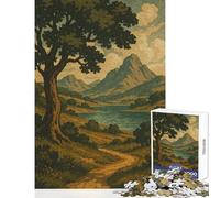 Puzzle de 1000 pièces pour Adolescents Le Sentier murmurant vers Le lac de Montagne Jeu Manuel Stimulant Jouet éducatif pour renforcer l'amour au Sein des Couples (38x52cm)