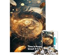 Puzzle de 1000 pièces pour Adolescents Le Temps C'est de l'argent Citations sur l'horloge Jeux Amusants pour Adolescents Analyse et logique Cadeaux Uniques pour Anniversaire et Noël (38x52cm)