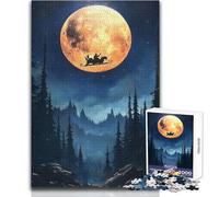 Puzzle de 1000 pièces pour Adolescents:Le vol Nocturne du Père Noël Un Jeu de Noël apaisant et Relaxant à réaliser chez soi Découpe de Haute précision Dimensions:38x52cm