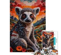 Puzzle de 1000 pièces pour Adolescents Lémurien à Queue annelée dans Un Paysage Floral Puzzle pour Adultes Jeu de réflexion Découpe de précision Cadeau d'anniversaire Unique (Dimensions 50x75cm)