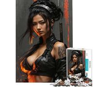 Puzzle de 1000 pièces pour Adolescents Lena Lethalstrike Cyberpunk Ninja Assassin Jeux familiaux Jouets Jeux éducatifs Cadeaux de Père Noël Secret Convient aux Couples (Taille 38x26cm)