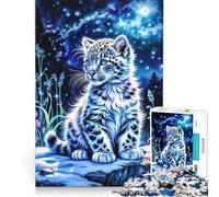 Puzzle de 1000 pièces pour Adolescents Léopard des neiges dans Un Rocher Nocturne Jeu de Construction défi à relever Cadeau d'anniversaire Cadeau de Voyage 50x75cm
