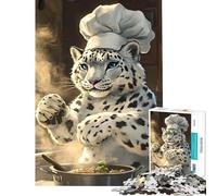 Puzzle de 1000 pièces pour Adolescents Léopard des neiges et Chef Cuisinier Idéal pour Un Anniversaire ou Noël Une œuvre d'art Jeu Relaxant à partir de 14 Ans (38x26cm)