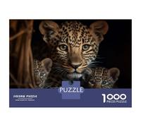 Puzzle De 1000 Pièces pour Adolescents Leopard with Cubs Jeu De Réflexion Amusant Et Humoristique, Cadeau Unique pour Un Anniversaire Ou Noël 52x38cm/1000pcs