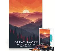 Puzzle de 1000 pièces pour Adolescents Les Great Smoky Mountains, Art Finement découpé, entraînement à la Concentration, Jeu Amusant et Calme, Cadeau de Noël (38x26cm)