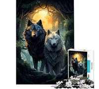 Puzzle de 1000 pièces pour Adolescents Les Loups dans la forêt Jeu de réflexion et de Stimulation intellectuelle idée Cadeau éducative (38x26cm)