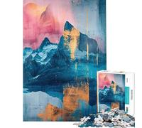 Puzzle de 1000 pièces pour Adolescents Lever de Soleil Abstrait sur Une Montagne Paysage Audacieux et Vibrant Jeu Manuel pour Adolescents Cadeau d'assemblage pour Les Amis et la Famille (38x52cm)