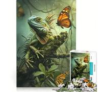 Puzzle de 1000 pièces pour Adolescents, Lézard Vert, Décoration Murale, Idéal pour Passer Le Temps à la Maison, Renforce l'amour Entre Couples 38x52cm