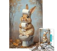 Puzzle de 1000 pièces pour Adolescents L'heure des Toilettes du Lapin Un défi Difficile pour Les Adolescents idéal pour Un Anniversaire ou Noël Un Casse-tête pour Toute la Famille (50x75cm)