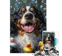 Puzzle de 1000 pièces pour Adolescents L'heure du Bain avec Un Chiot Puzzle éducatif à découper avec précision Cadeau d'anniversaire (38x52cm)