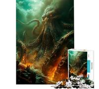 Puzzle de 1000 pièces pour Adolescents Libérez Le Kraken Activités Amusantes à la Maison Jeu éducatif d'assemblage de Motifs pour Les 14 Ans et Plus Jeu de Puzzle Offert (50x75cm)