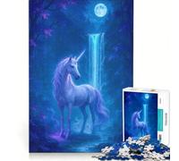 Puzzle de 1000 pièces pour Adolescents Licorne au Clair de Lune près d'une Cascade Jeux éducatifs Cadeau d'anniversaire Collection d'artistes Beaux-Arts 38x52cm