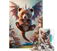 Puzzle de 1000 pièces pour Adolescents Licorne Hybride Ourson et Ailes de Dragon Défi intellectuel Jeu éducatif addictif Difficile Excellent Cadeau (75x50cm)
