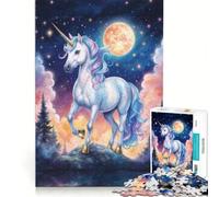 Puzzle de 1000 pièces pour Adolescents Licorne Magique au Clair de Lune décoration Murale Amusante et Originale Cadeau d'anniversaire Unique 38x52cm