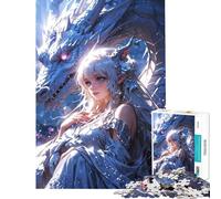 Puzzle de 1000 pièces pour Adolescents Lien enchanté ︰ Jeune Fille Elfe et Dragon Mystique - Stimule Le Cerveau - Cadeau d’Anniversaire - Décoration Murale - À partir de 14 Ans (38x26cm)