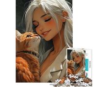 Puzzle de 1000 pièces pour Adolescents Lien Serein avec Un Chat Orange Jeu de Puzzle Familial pour Adolescents Décoration Murale pour Anniversaire ou Noël (Dimensions 75x50cm)