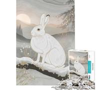 Puzzle de 1000 pièces pour Adolescents Lièvre d'Amérique dans Un Paysage Hivernal Jeu Relaxant et intellectuel Cadeau pour Femmes et Hommes Une véritable œuvre d'art (50x75cm)