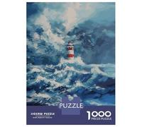 Puzzle De 1000 Pièces pour Adolescents Lighthouse in The Storm Puzzles pour Adultes Difficile, Stimulant Et Amusant À Terminer, Un Jeu Familial Amusant 52x38cm/1000pcs