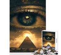 Puzzle de 1000 pièces pour Adolescents L'Œil de Râ et Les Pyramides d'Égypte Jeu Amusant pour Passer Le Temps à la Maison Décoration Murale Cadeau Unique pour Un Anniversaire ou Noël (52x38cm)