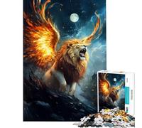 Puzzle de 1000 pièces pour Adolescents Lion ailé Rugissant au Clair de Lune idéal pour stimuler Le Cerveau à Assembler et décorer à partir de 14 Ans 50x75cm
