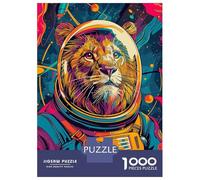 Puzzle De 1000 Pièces pour Adolescents Lion Astronaut Space Puzzle Anti-Stress, Amusant Et Original, Cadeau Unique pour Un Anniversaire Ou Noël 38x26cm/1000pcs