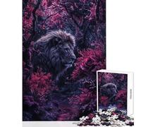 Puzzle de 1000 pièces pour Adolescents Lion bioluminescent Décoration intérieure Jouet Cadeau pour Femmes et Hommes Jeu éducatif Renforce l'amour au Sein du Couple Dimensions 38x26cm