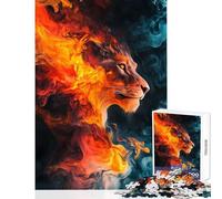 Puzzle de 1000 pièces pour Adolescents Lion de feu dans la fumée Jeu éducatif pour Un Père Noël Secret décoration Parfaite (50x75cm)