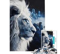 Puzzle de 1000 pièces pour Adolescents Lion DE LA Nuit Bleu Puzzle de 1000 pièces Décoration intérieure Jouet Défi Stimulant Cadeaux de Noël et d'anniversaire (38x26cm)