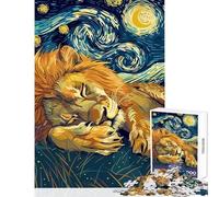 Puzzle de 1000 pièces pour Adolescents Lion Dormant sous Un Ciel étoilé Jeu Relaxant pour améliorer la mémoire Décoration intérieure Jouet pour entraîner Son Cerveau et sa dextérité (75x50cm)