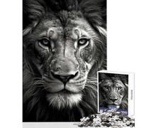 Puzzle de 1000 pièces pour Adolescents Lion Noir et Blanc Décoration Murale Cadeau d'anniversaire Jeu Relaxant Renforce l'amour au Sein du Couple Dimensions 50x75cm