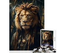 Puzzle de 1000 pièces pour Adolescents Lion Rasta Jamaïque Jeu Anti-Stress Cadeau d'anniversaire Jeu éducatif et Amusant à Faire à la Maison Dimensions 38x52cm