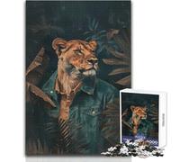 Puzzle de 1000 pièces pour Adolescents - Lionne élégante - Thème botanique - Idéal pour Un Moment de détente paisible à l'intérieur - Découpe de Haute précision - Dimensions:50x75cm