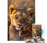 Puzzle de 1000 pièces pour Adolescents Lionne et Son Petit Jeux relaxants et éducatifs Cadeau de Père Noël Secret Découpe de précision (Dimensions 38x26cm)