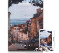 Puzzle de 1000 pièces pour Adolescents - Lisbonne - Jeu Stimulant - Décoration Murale pour Un Père Noël Secret - Dimensions 50x75cm