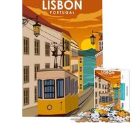 Puzzle de 1000 pièces pour Adolescents Lisbonne Portugal Tramway Art et Apprentissage Jeu éducatif et Relaxant Une œuvre d'art Cadeau d'anniversaire (Dimensions 38x26cm)