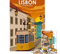 Puzzle de 1000 pièces pour Adolescents Lisbonne Portugal Tramway Jeu éducatif et ludique pour Un Anniversaire (Dimensions 38x52cm)
